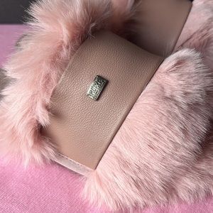 Australian luxe NIB SLIPPERS pink suede leather mule slip on slides blush nude 8